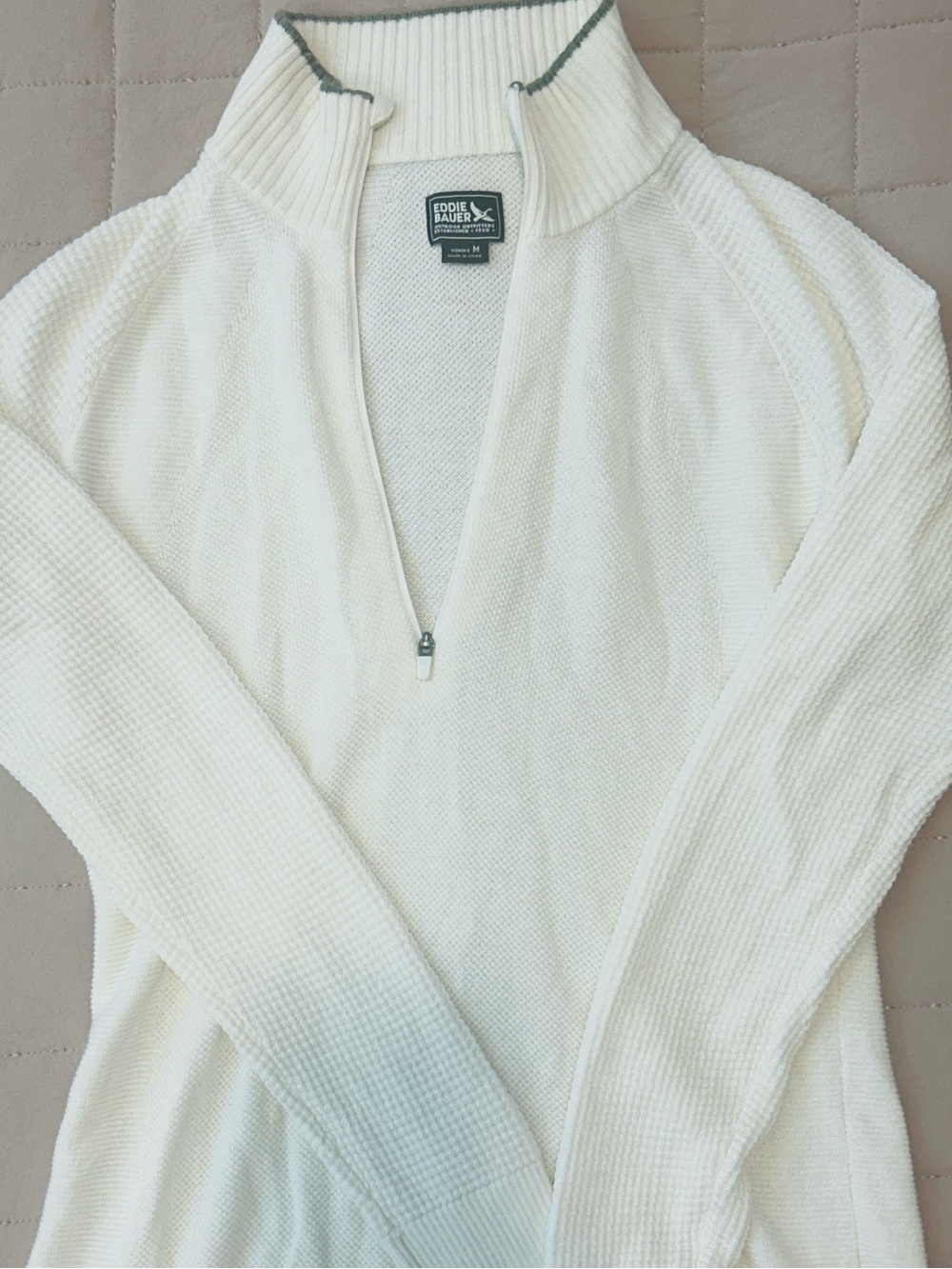 Eddie Bauer Women's Cream Half-Zip Ribbed Pullover